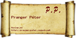 Pranger Péter névjegykártya
